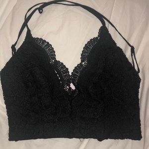 LF Open Back Black Lace Crop Top